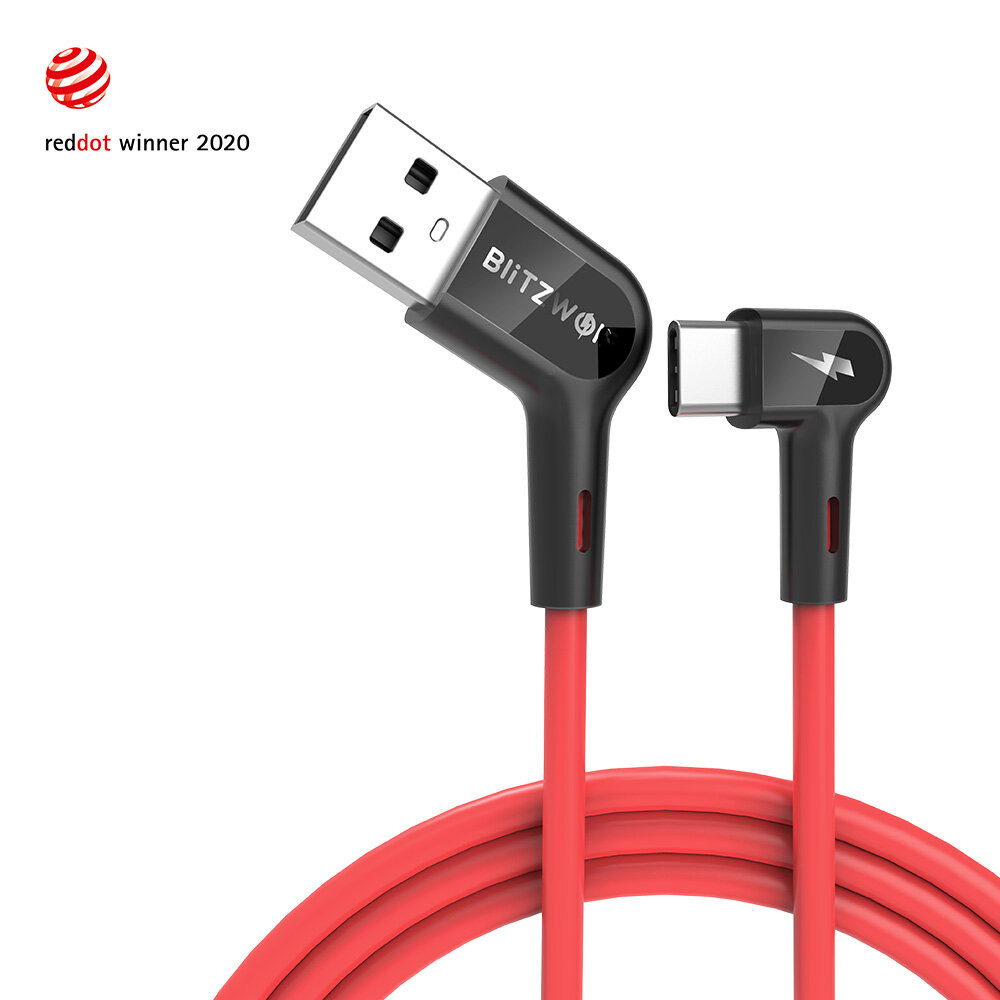 

[5 Pack] Blitzwolf® BW-AC1 3A 90°Right Angle USB A to Type-C Data Cable 3ft Reddot Award 2020 for Gaming Phone Huawei P3