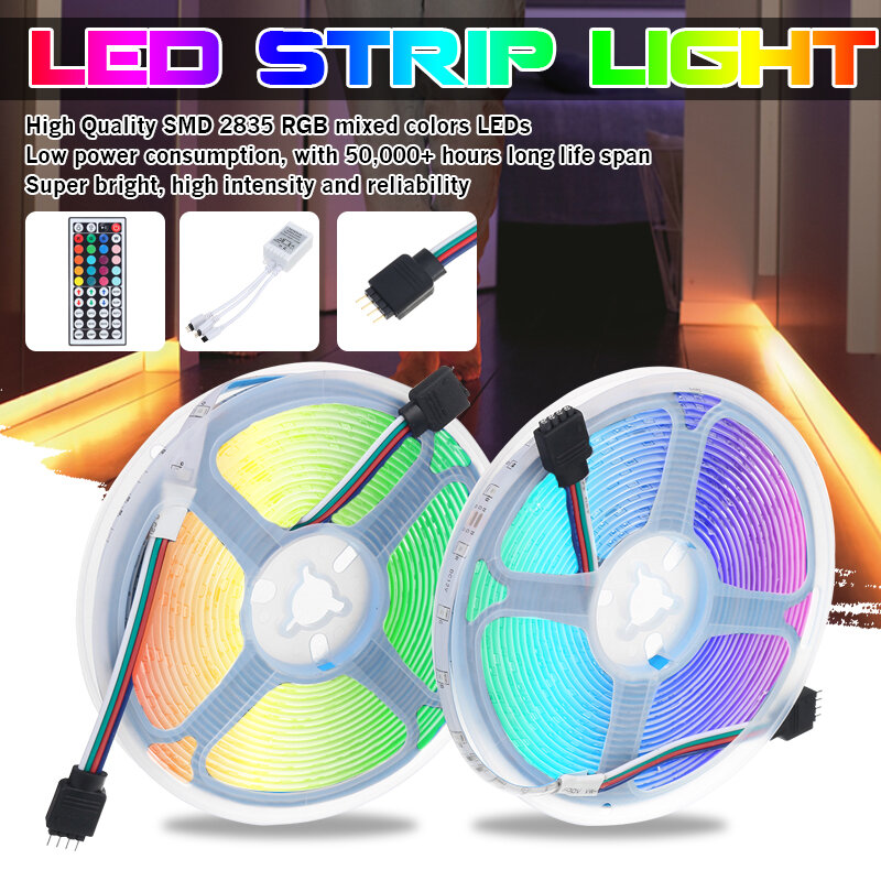 Waterproof 2*5M SMD2835 LED Strip Light Kit RGB Flexible Outdoor Tape Lamp with 5A Power Adapter + 4