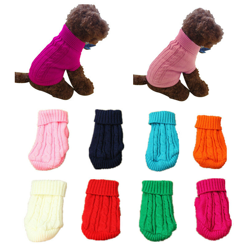 Pet Dog Cat Clothes Winter Solid Warm Sweater Knitwear Puppy Clothes Pest Coats