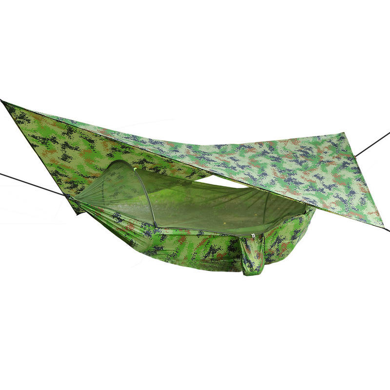 Lit double hamac de jardin IPRee® 250x120cm avec moustiquaire + tente de camping avec auvent pare-soleil