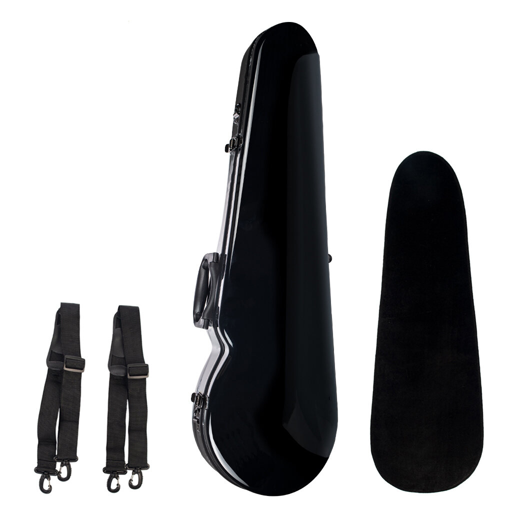 NAOMI 4/4 Full Size Glass Fiber Violin Case Triangle Shape Lightweight Hardshell Storage Bag with Hygrometer Straps  - buy with discount