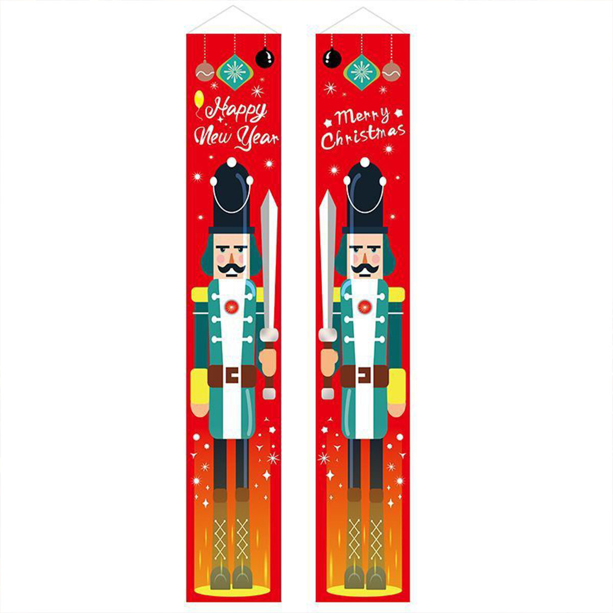 1 paar Kerst Banner Rood Groen Notenkraker Soldaat Patroon Koppeling Voor Kerst Deur Decoratie