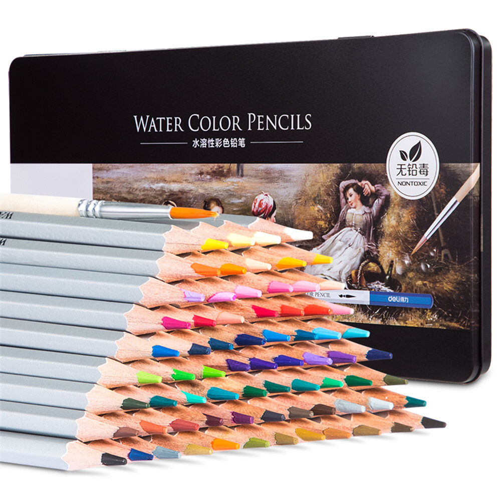 

Deli 6524 48/72 Colors Watercolor Oily Colored Pencil Set Painting Drawing Art Pencil Gifts Box Set Stationery Supplies