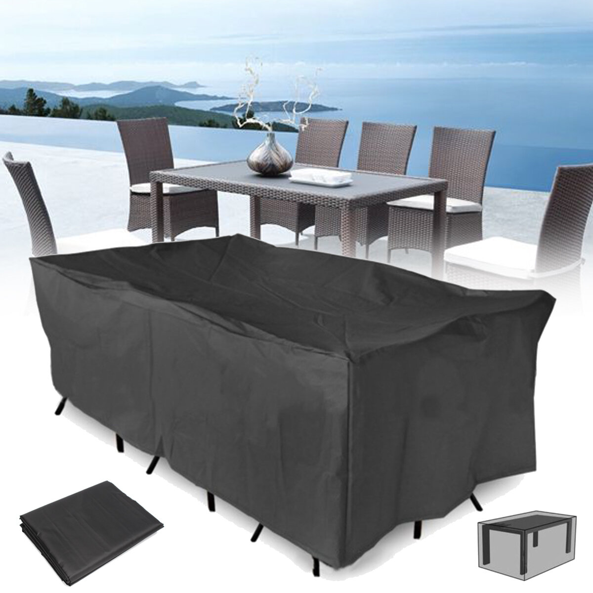 320x220x70CM szabadtéri kerti teraszbútor vízálló porvédő asztali szék napvédő
