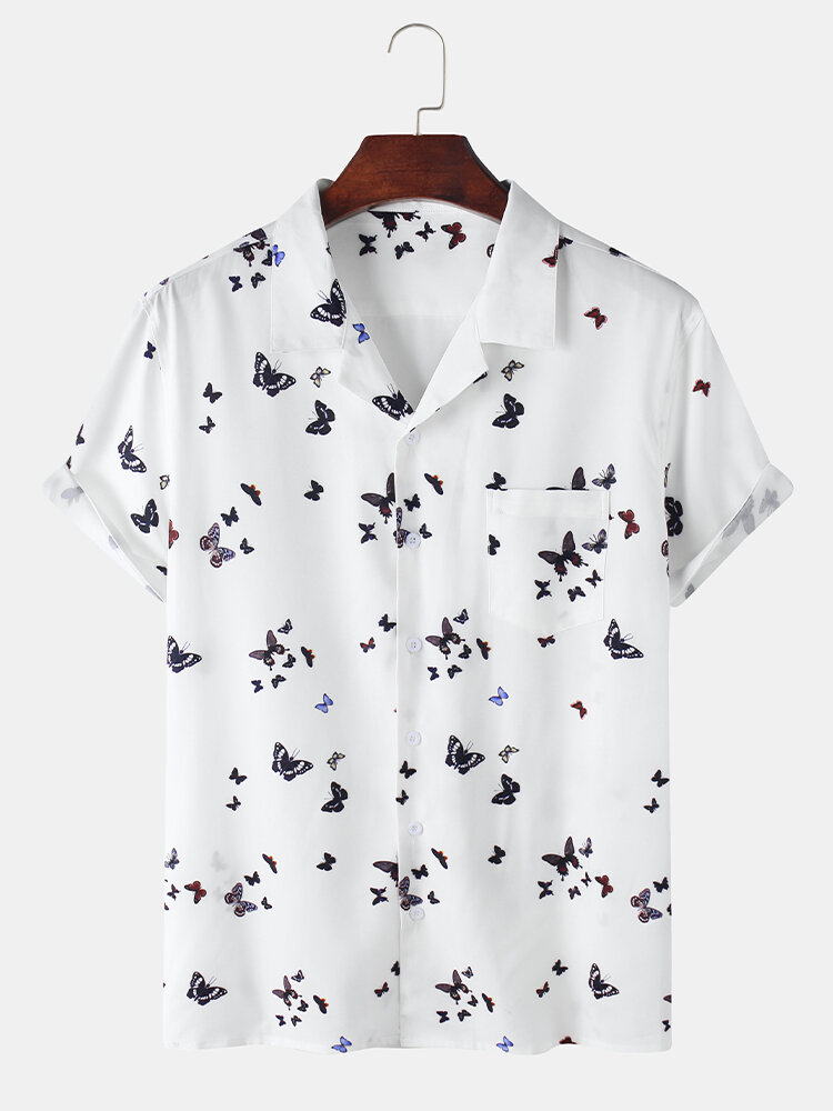 

Белые рубашки с коротким рукавом с короткими рукавами и принтом в виде бабочки
