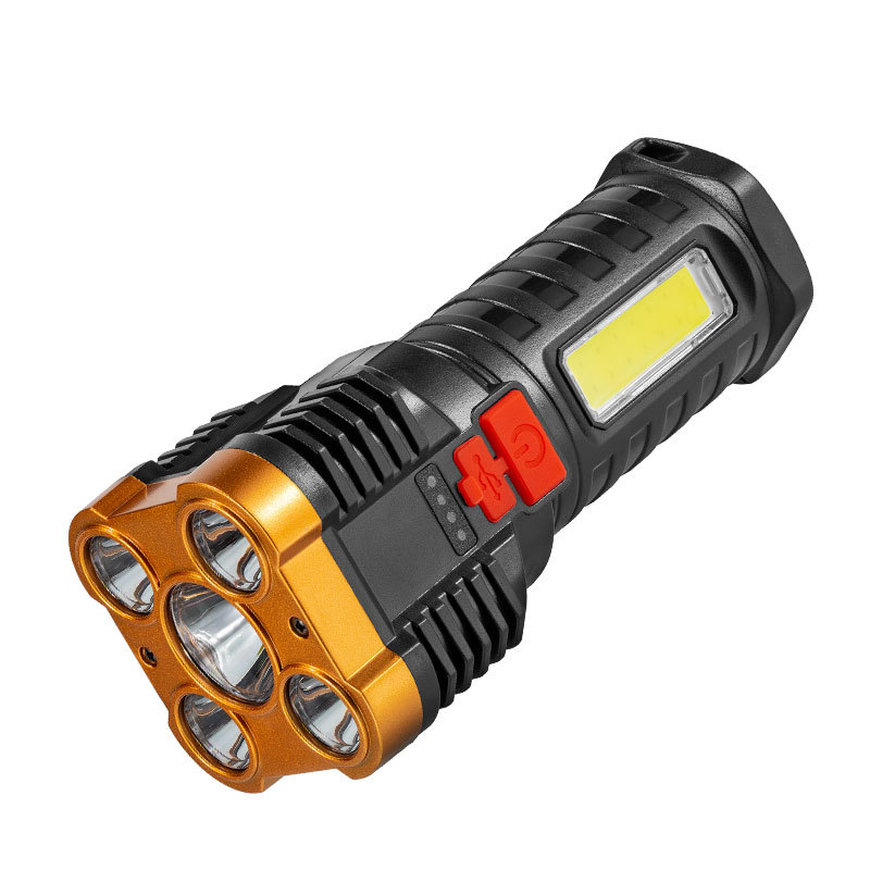 

5LED Portable Flashlight Rechargeable Torch COB Side Light 4 Lighting Modes Camping Adventure Spotlight With Power Displ