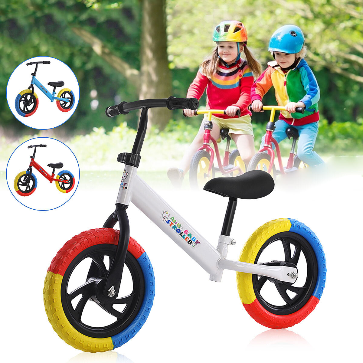 

12 Детский балансировочный велосипед, регулируемый самокат без педали для малышей, езда и ходьба для 2-7 лет