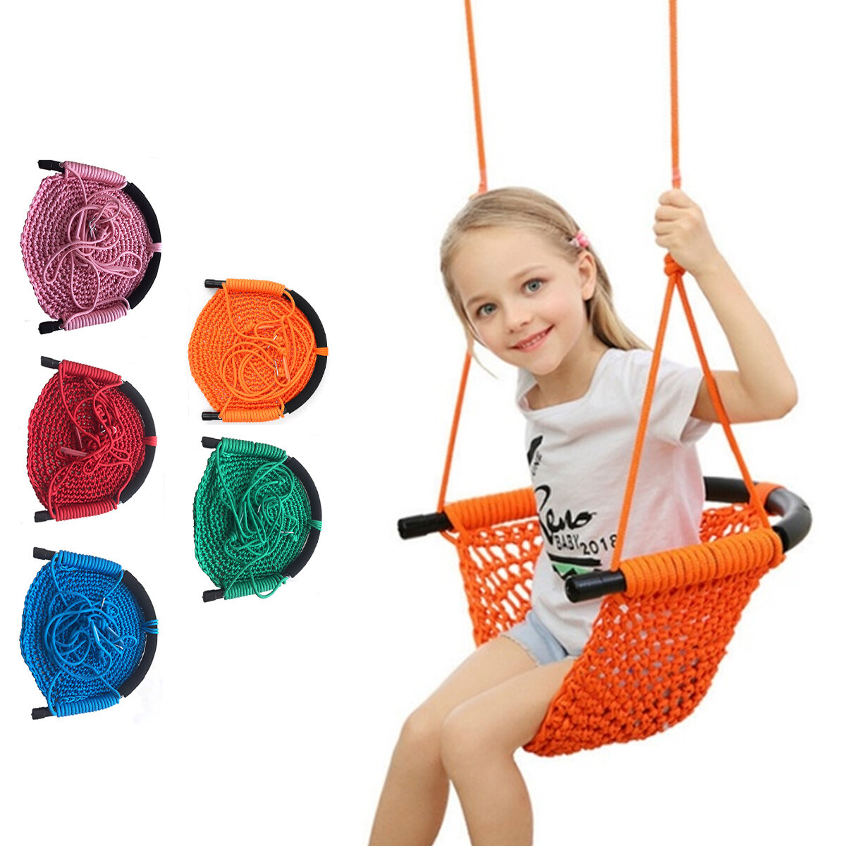 子供の織りスイングロープネットハンモック赤ちゃん家族吊り椅子屋外庭の裏庭のおもちゃ