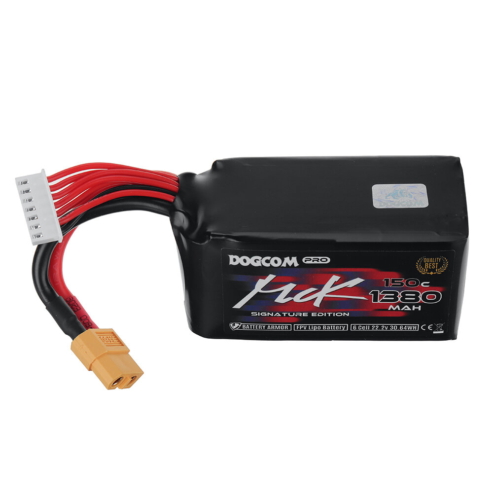 DOGCOM MCK 22.2V 1380mAh 150C 6S LiPo-batterij XT60-stekker voor FPV Racing Drone