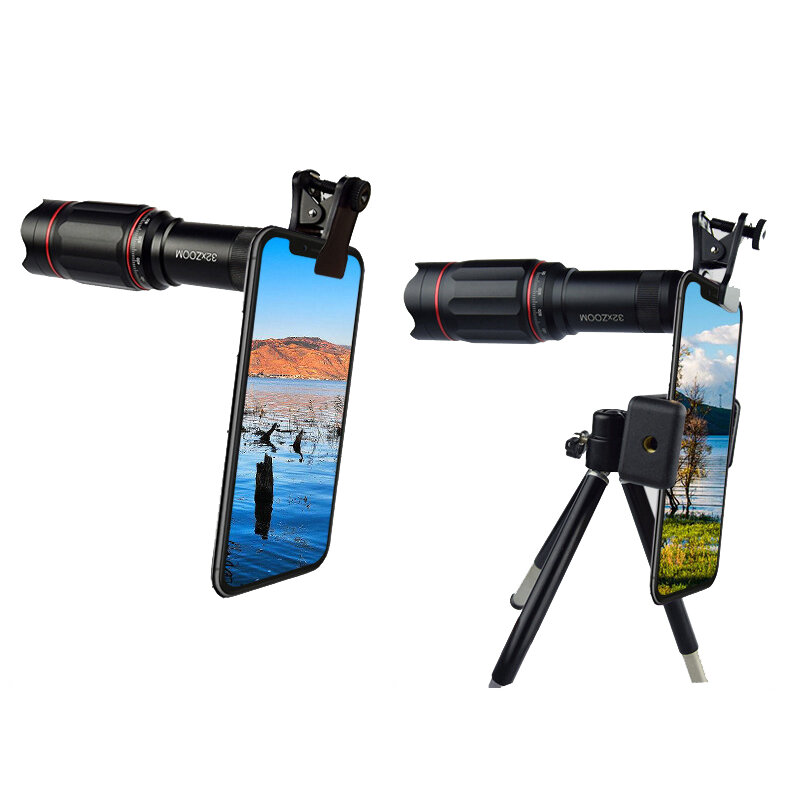 IPREE® 32X Metal Monocular Telescop Set Professional Telephoto Zoom Outdoor Camping Retractable With Tripod Phone Clip Supports Smartphone