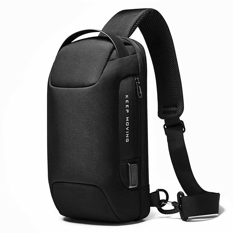 BANGE BG-22085 Oxford Cloth Sling Chest Bag USB External Charging Port Waterproof Crossbody Bag Breathable Anti-theft Zipper Shoulder Bag for Camping Travel