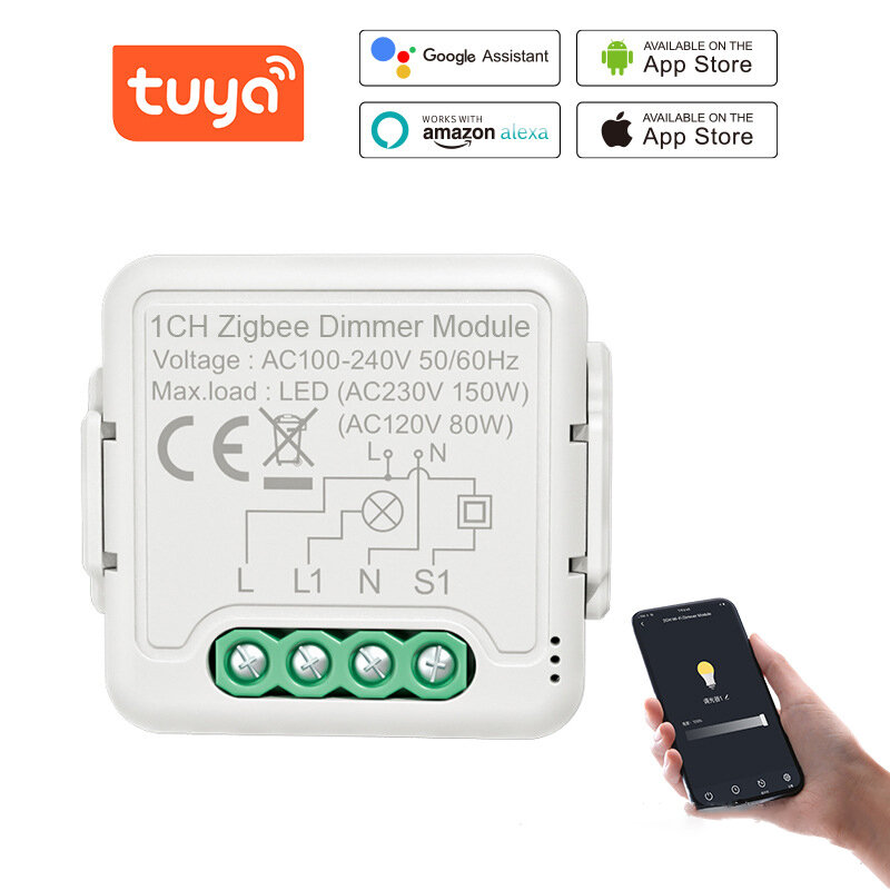 Tuya ZB 1 Gang Dimmer Module Light Switch Module Light Control Mobilephone APP Remote Control Intelligent Home Voice Con