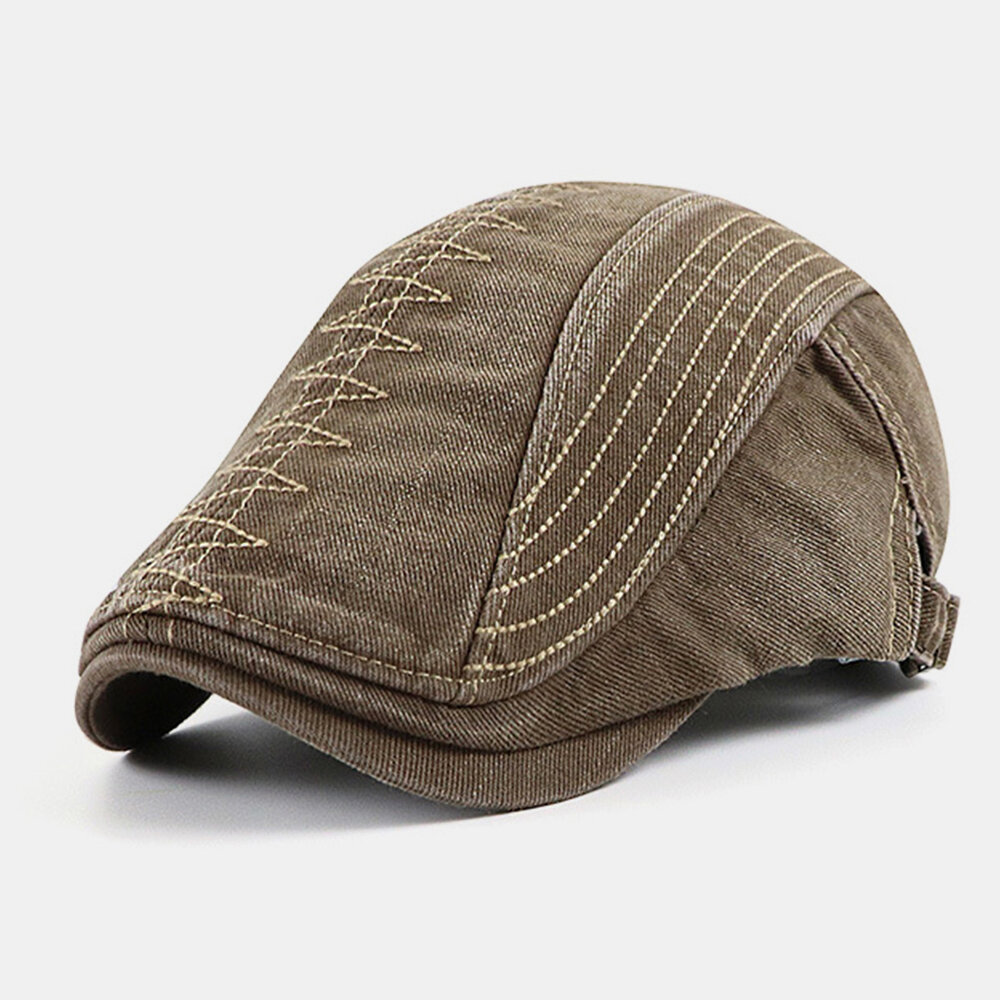 Men Made-old Cotton Embroidery Outdoor Casual Universal Forward Hat Beret Cap