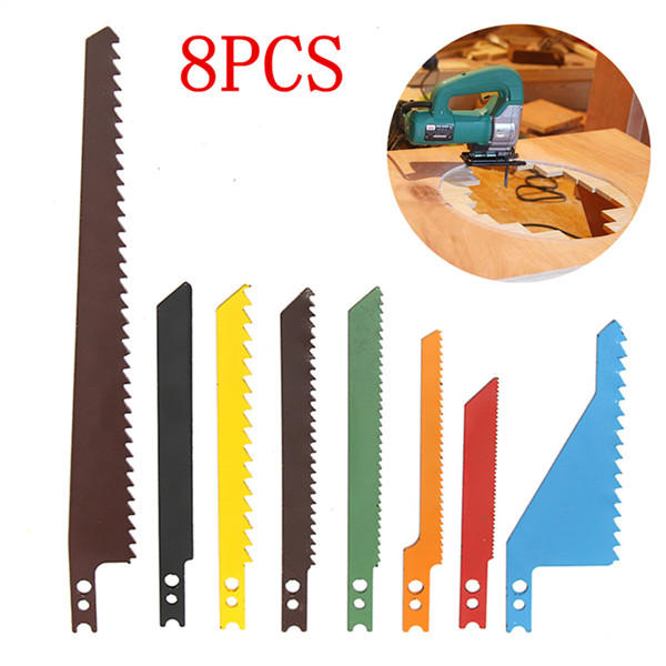 

8pcs Jigsaw Blades Sabre Scroll Assortment Set Wood Metal Steel Drywall Blades
