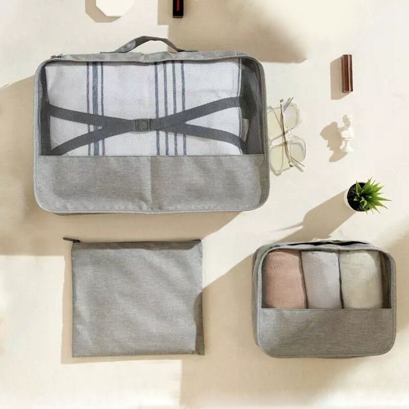 3PCS Σετ συσκευασίας αποσκευών Travel Organizer Ρούχα αποθήκευσης Αδιάβροχες τσάντες Mesh Bag Travel Accessories