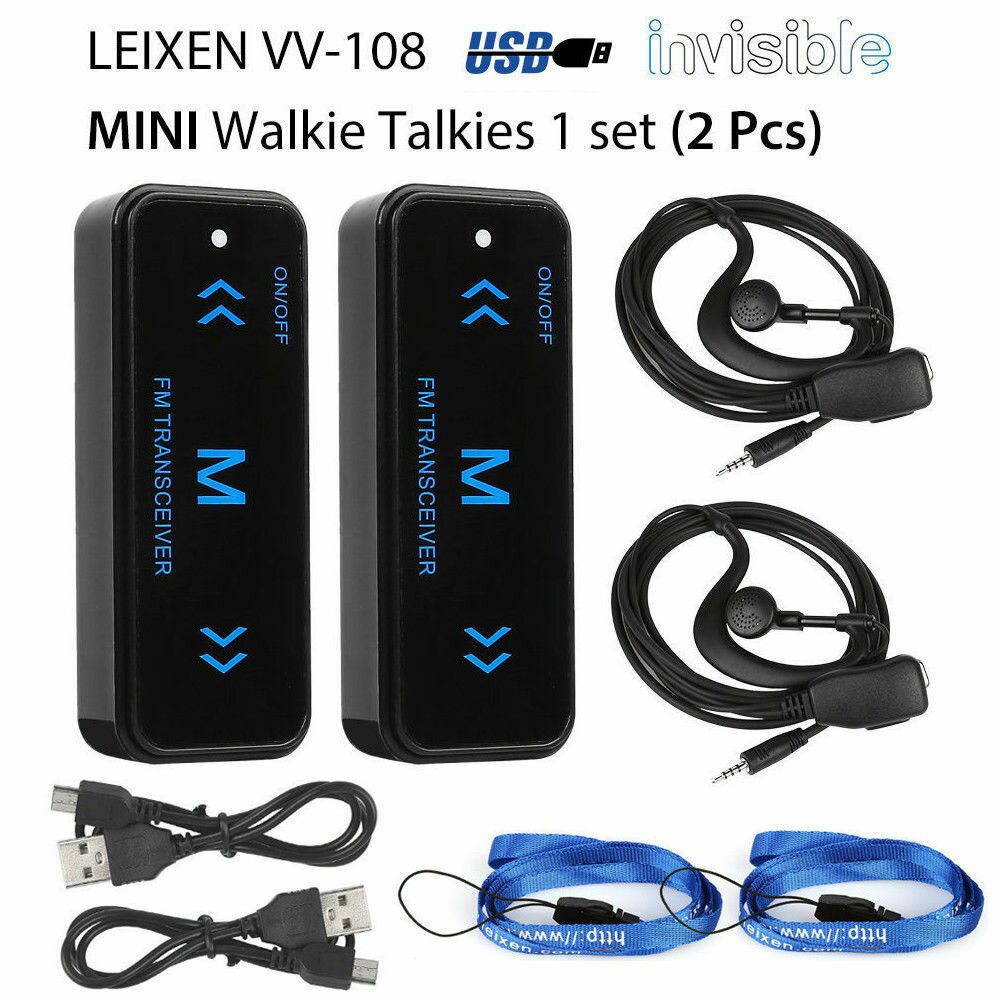 2 stuks V108 Mini Walkie Talkie Tweerichtings 400-470 MHz FM-radio Ricetrasmittente + 2 Cuffie USB C