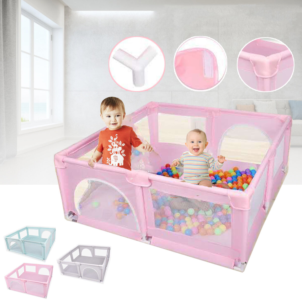 

Playpen Kids Fence Safety Barrier Balls Pit Baby Dry Pool Crawling Playground for Children Playpen