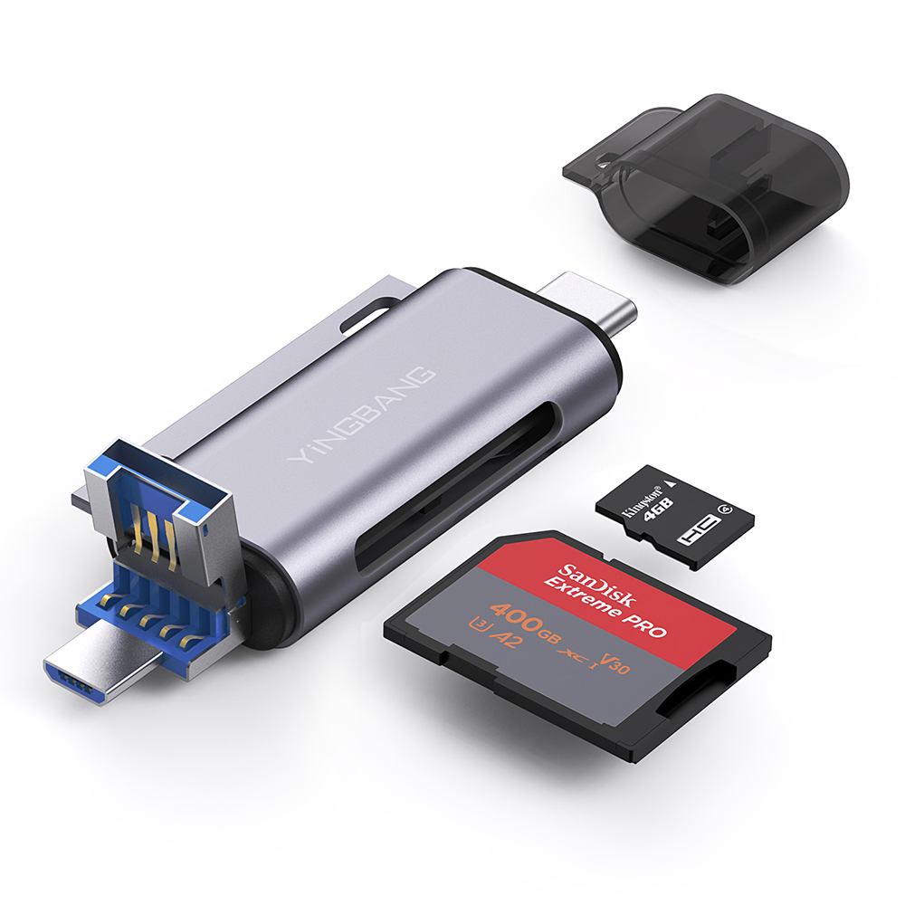YINGBANG USB Tyep-C Micro B-kaartlezer multifunctionele USB3.0 USB2.0 TF SD-kaartadapter met OTG-fun