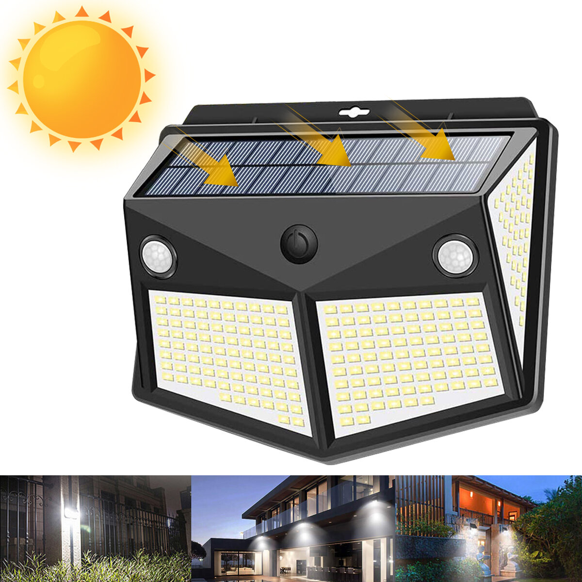 Solarbetriebene 206 LED PIR Motion Sensor Wand Sicherheitsleuchte Garten Außenl