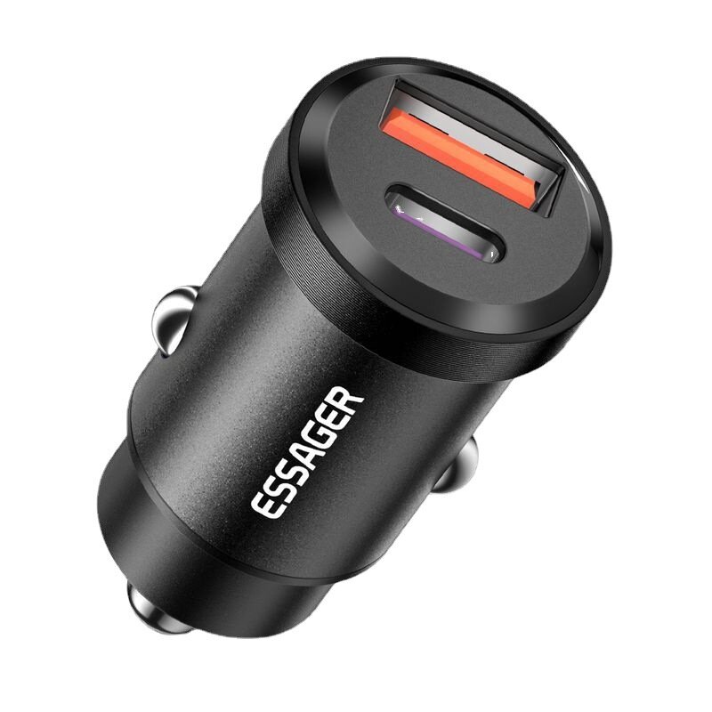 

ESSAGER ES-CC07 30W/45W 2-Port USB PD Car Charger Adapter USB-A+USB-C PD3.0 QC3.0 Support FCP SCP AFC PPS Fast Charging