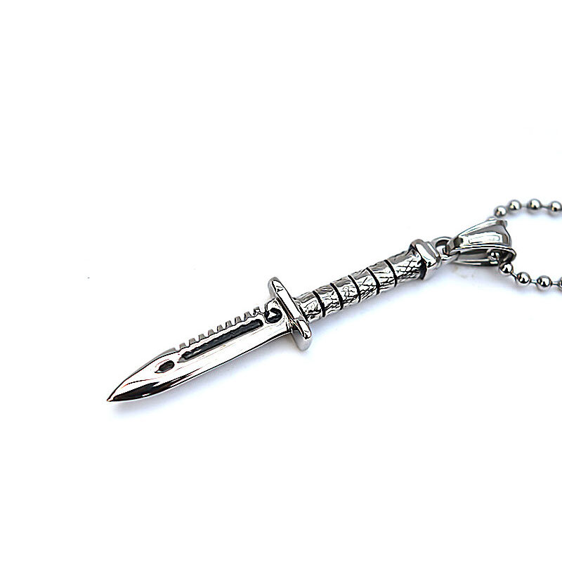 

EDC Titaniumm Steel Knifee Necklace Swordd Pendant Fashion Creative Ornament Men's Necklace Outdool Self-defensee Tool