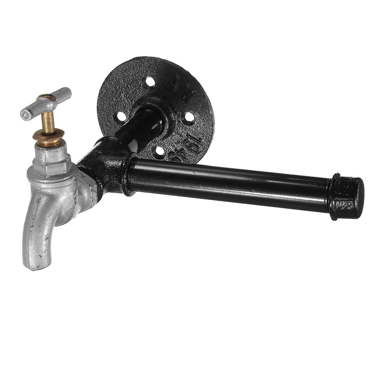 Industrial Iron Pipe Toilet Paper Tissue Roll Holder Faucet Style Rustic Wall Mounted Paper Holder