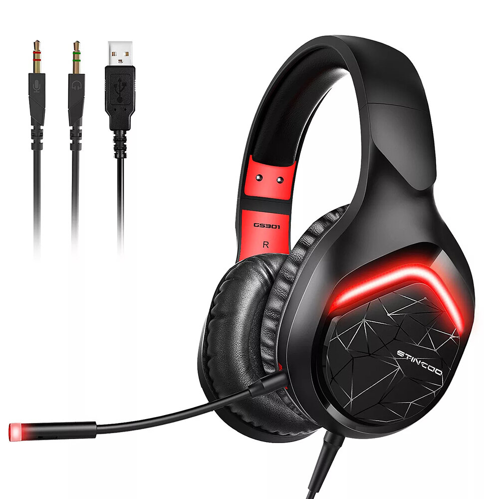 

SOMIC GS301 Game Headset 7.1 Channel USB 3.5mm Bass Stereo Wired Gamer Earphone Microphone Headphones with LED Light