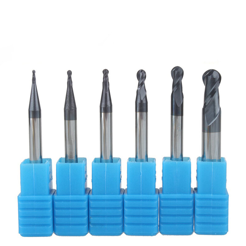 Drillpro R0.5-R6mm Ball Nose 2 Flute Tungsten Carbide End Mill Cutter TiAlN Coating End Milling Cutt