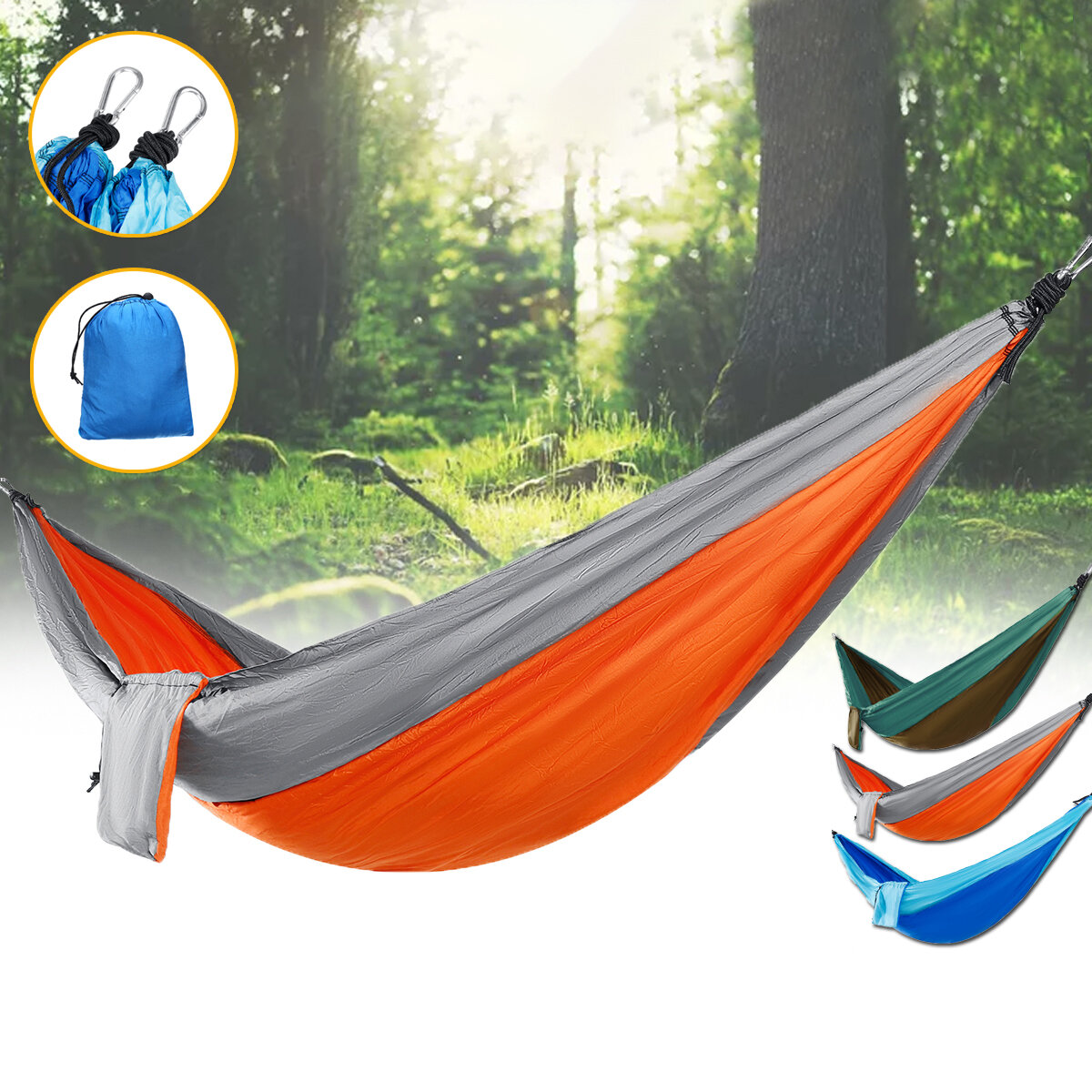 IPRee® Doppel-Personen-Hängematte aus Nylon Schaukelbett für Outdoor-Camping und Reisen mit einer maximalen Belastung von 300 kg.