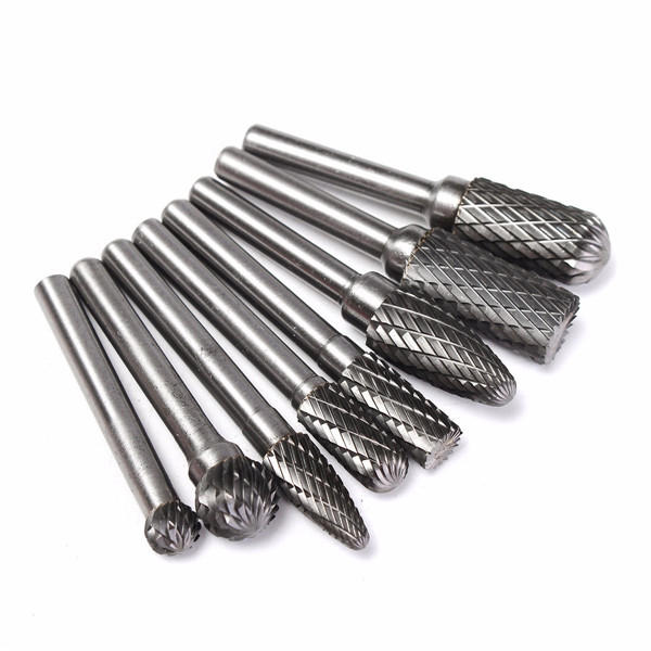 8pcs 6mm Shank Tungsten Steel Rotary Burr Set Rotary Cutter Files CNC Engraving 