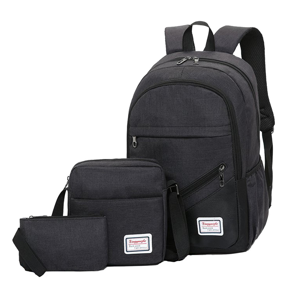 3 Stück Rucksack Schule Tasche Laptop Tasche Canvas Cross Body Taschen Camping Reise Handtasche Federtasche 