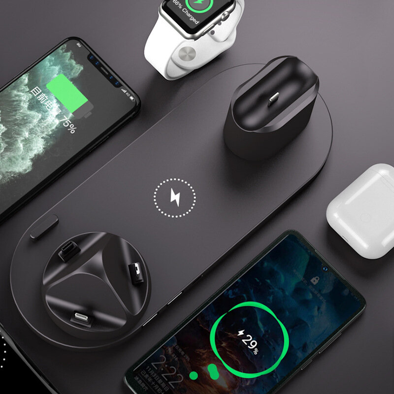 Bakeey WS5 6 in 115W多機能ワイヤレス充電器電話充電器ホルダーforiPhone 12 Mini 11 Pro XS MAX XR X 8 for Airpods for Apple Watch for Samsung Galaxy S21 Note S20 ultra…