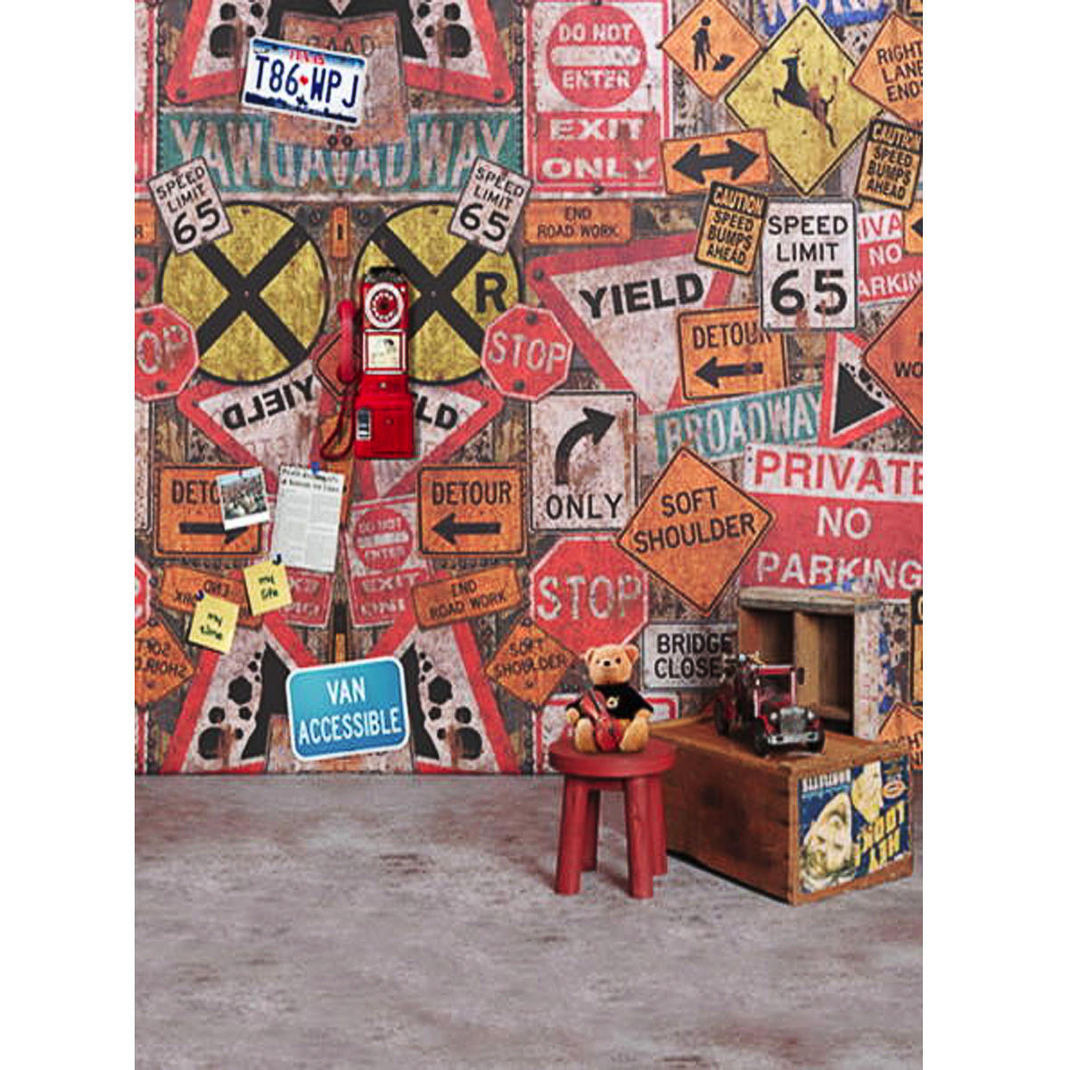 

5x7FT Vinyl Graffiti Wall Phone Bear Photography Backdrop Background Studio Prop