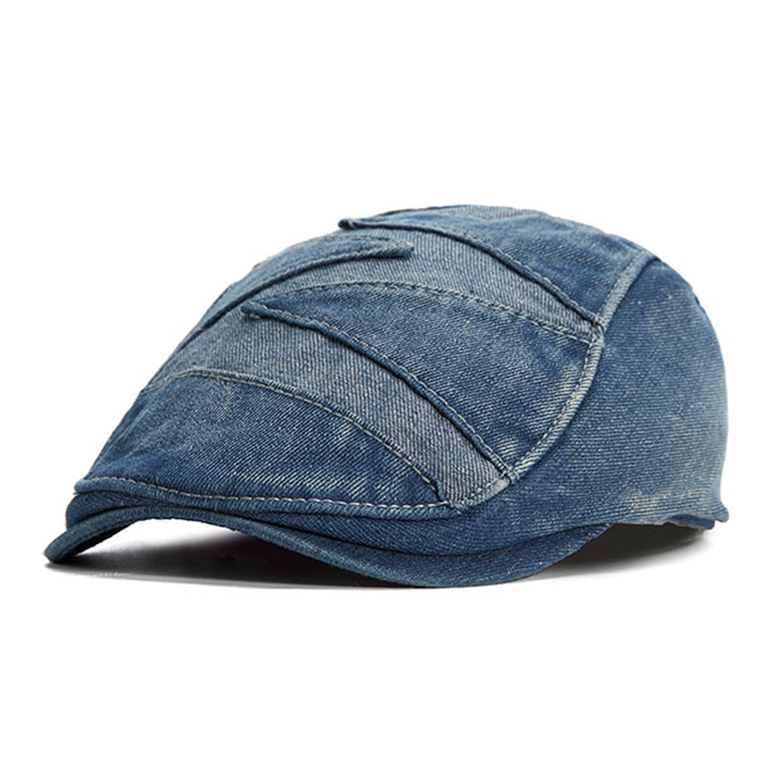 Menico Men Denim Breathable Sunshade Short Brim Casual Vintage Forward Hats Beret Flat Caps