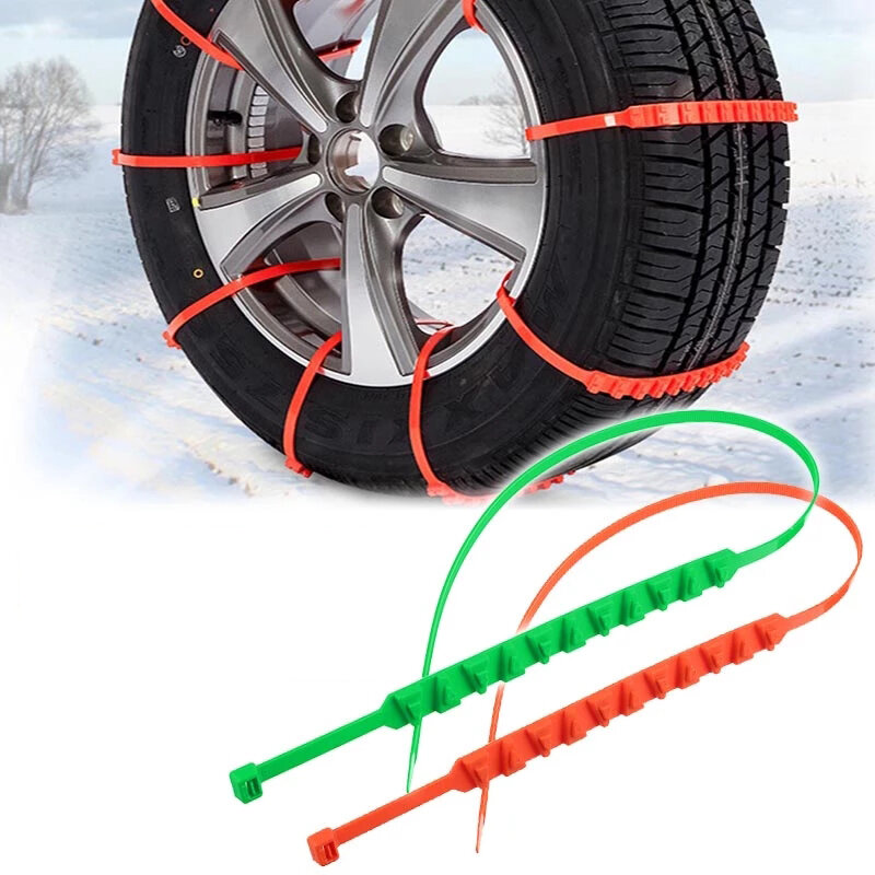 Akozon Snow Chains Car Anti Slip Tire Chains 2pcs Tire Wheel Chain Emergency Ice Snow Mud Sand Road Safe Driving Auto Accessories for Most Car SUV Truck 
