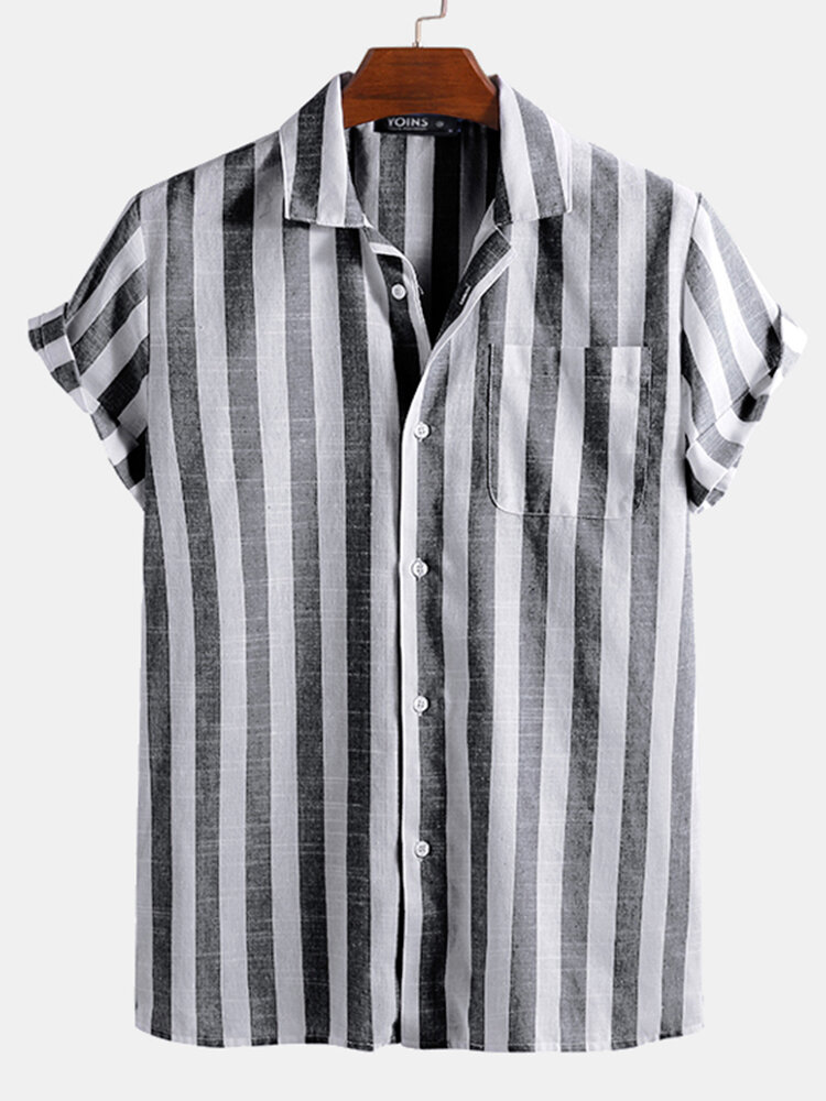 Mens summer short sleeve striped shirts Sale - Banggood.com