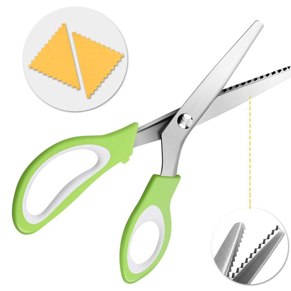 24CM DIY Teeth Scissors Stainless Steel Sewing Dressmaking  Triangular Arc Shears Cutter Portable Camping Picnic