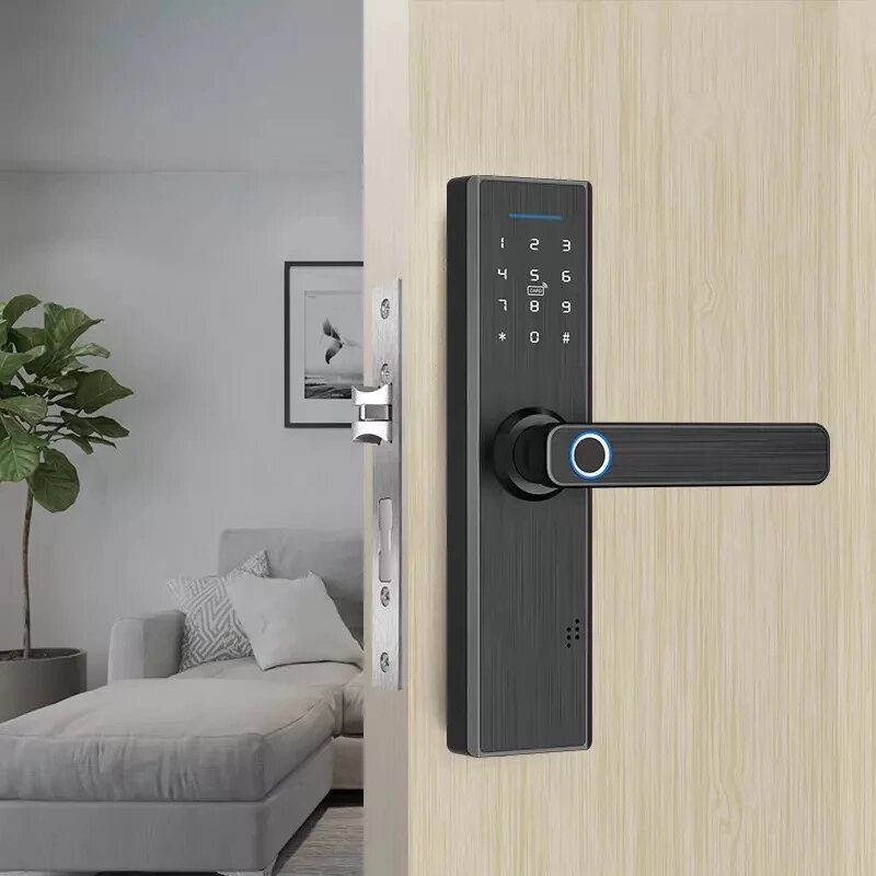 Tuya Elektronisches Smart-Türschloss Wifi Biometrisches Fingerabdruckschloss Sicherheit Intelligentes Smart Lock mit WiFi-APP-Passwort RFID Türschloss entsperren Elektronische Hotels