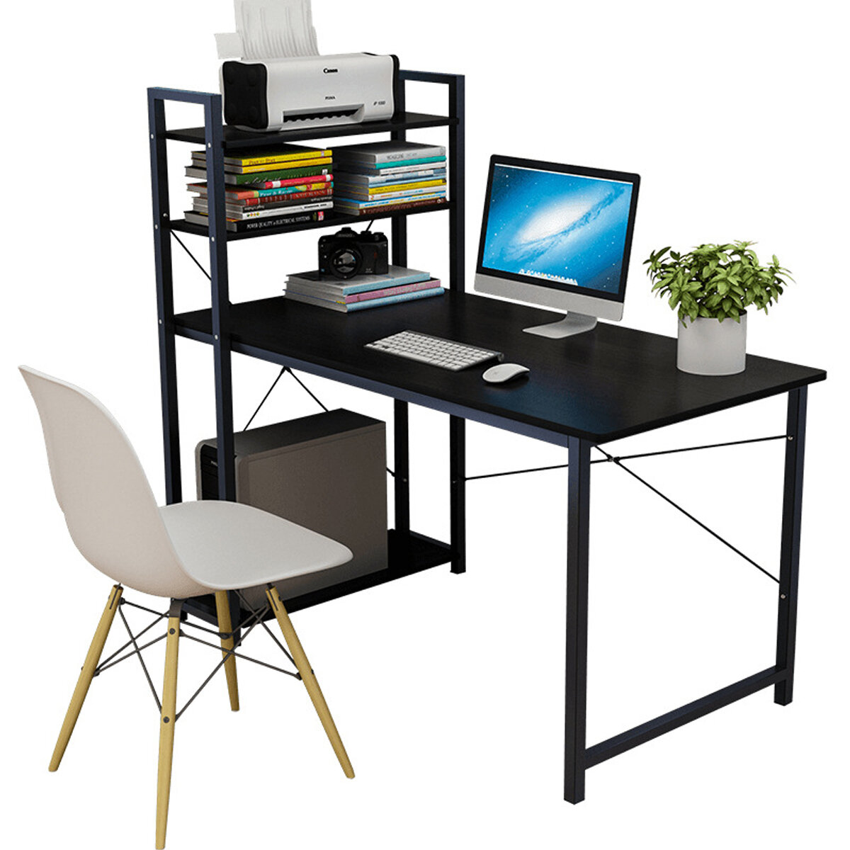 

Computer Desk Simple Bookshelf Combination Desktop Table Student Home Bedroom Simple Learning Table for Home Office