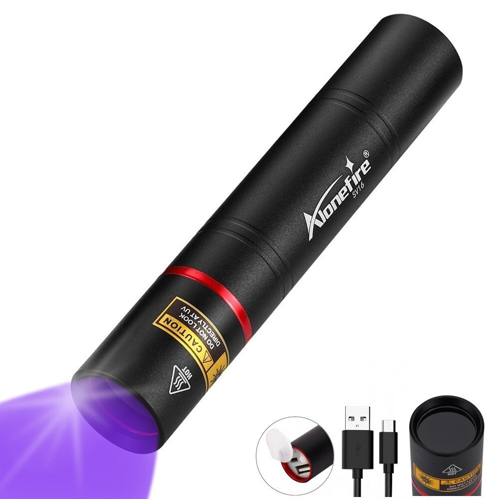 

Alonefire SV16 365nm 5W Blacklight USB Rechargeable UV Flashlight Ultraviolet Torch for Test Pet Urine