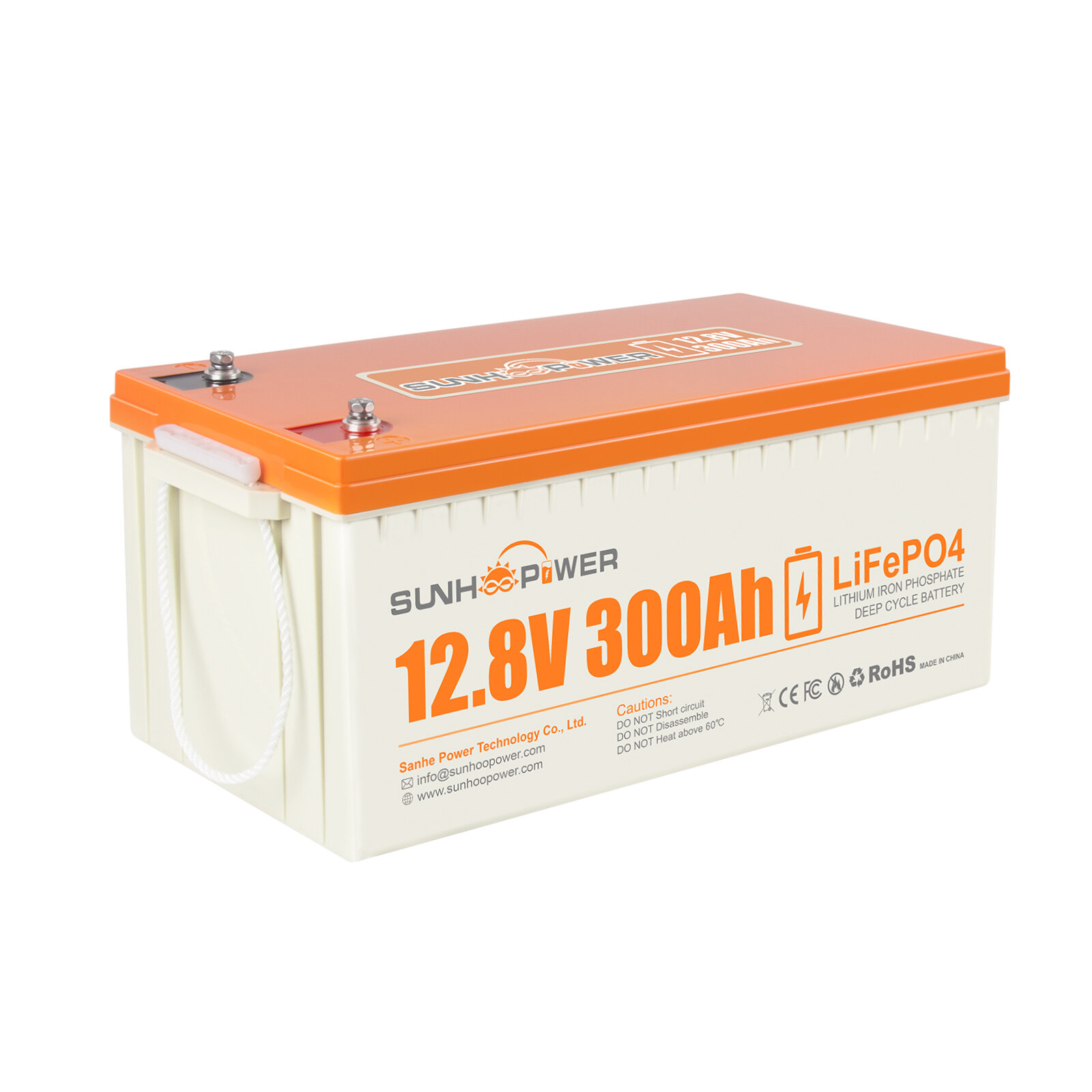 [UE Direct] Bateria de lítio recarregável SUNHOOPOWER 12V 300AH LiFePO4, 2560Wh bateria de lítio recarregável com BMS integrado de 200A, autodescarga, perfeita para RV, marinha, armazenamento de energia, energia de backup off-grid.