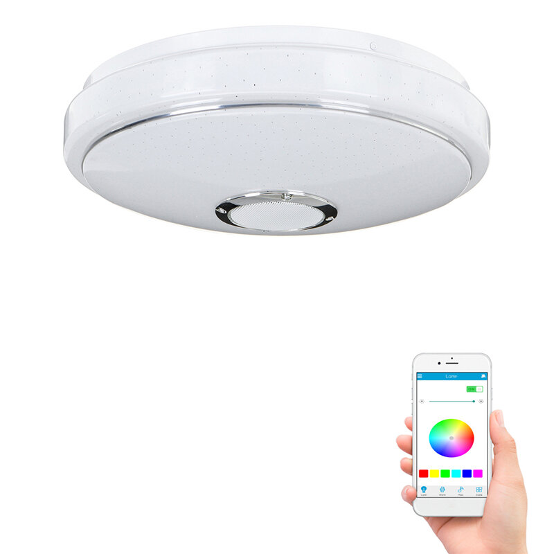 

Dimmable RGBW LED Music Ceiling Lights with bluetooth Speaker Cellphone APP Control Color Changing LED Flush Mount Ceili