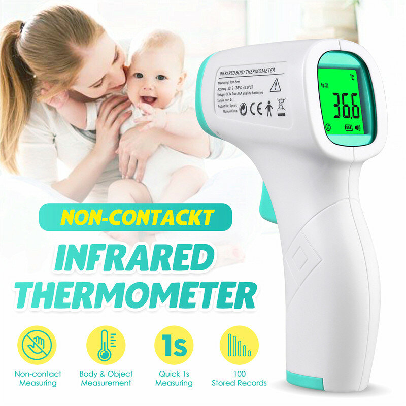CE / FDA認定ポータブル額電子IR赤外線温度計非接触LCDデジタル温度発熱測定テスター赤ちゃん大人子供デジタル温度計