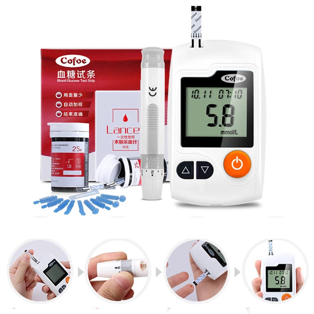 

Sinocare GA-3 Glucometer Medical Blood Glucose Meter Blood Sugar Monitor Diabetes Tester with 50Pcs Test Strips and Lanc