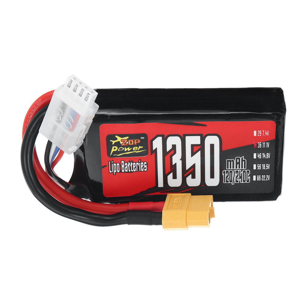 ZOP Power 3S 11.1V 1350mAh 120/240C 14.985Wh LiPo Battery XT60 Plug for RC FPV Racing Drone Helicopter Airplane Quadcopt