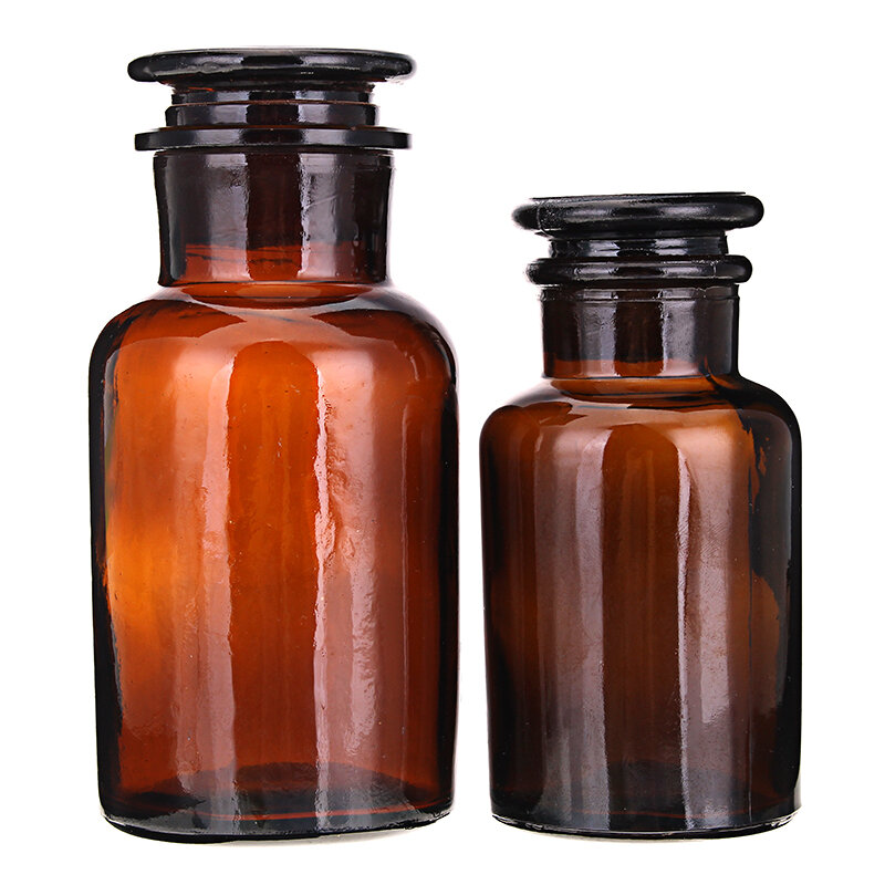 

Amber Glass Wide Mouth Bottle Chemical Reagent Storage Bottles Lab Glassware 60/125/250/500mL