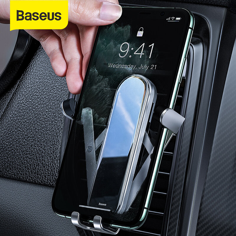 

Baseus Penguin Metal Gravity Linkage Automatic Lock Air Vent Car Phone Holder Car Mount For 4.0-6.5 Inch Smart Phone For