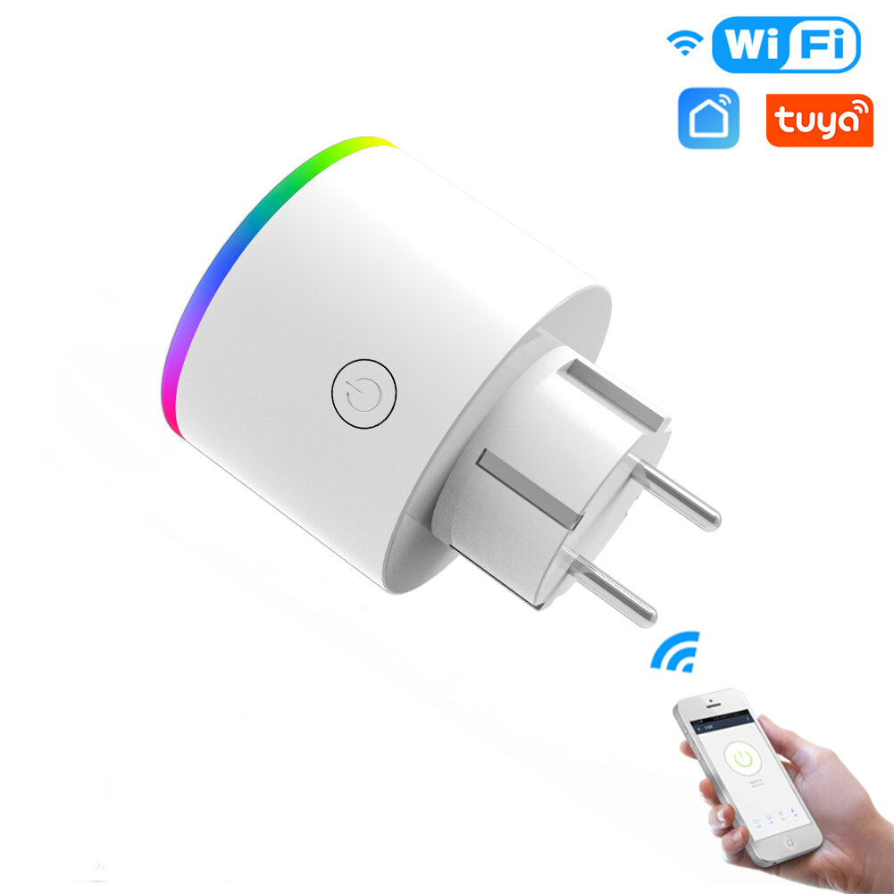 MoesHouse WiFi Smart Plug Draadloos RGB-stopcontact Smart Life / Tuya-app Draadloze afstandsbedienin