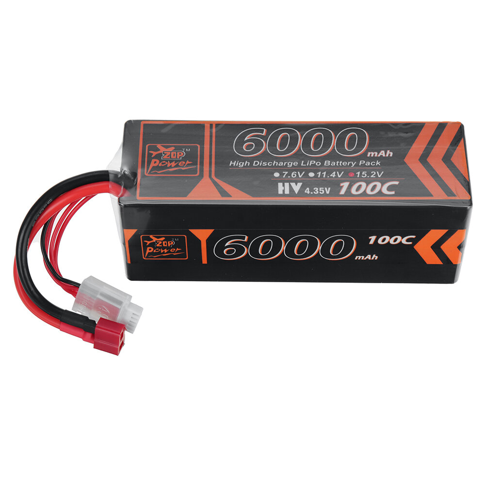 ZOP Power 15.2V 6000mAh 100C 2S LiPo-batterij T Deans-stekker voor RC-auto