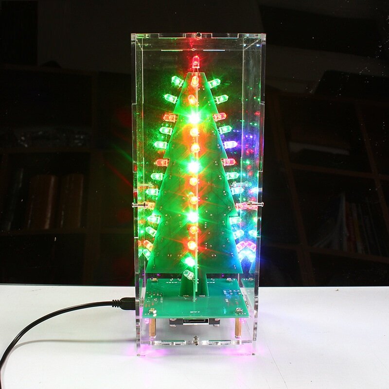DIY Colorful شجرة عيد الميلاد LED مجموعة التدريب الإلكترونية لإنتاج مصباح المياه